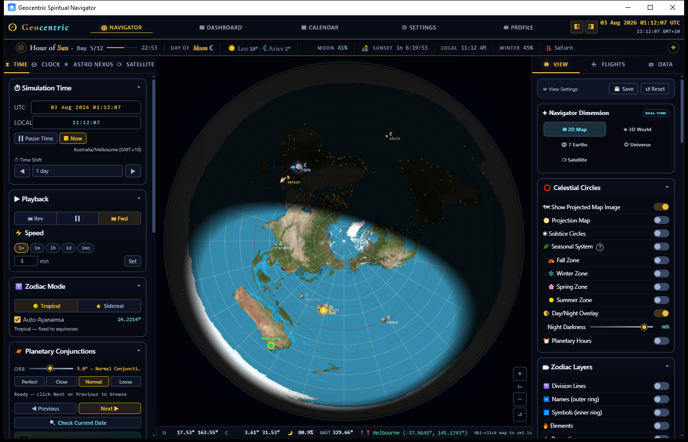 2D azimuthal map navigator view